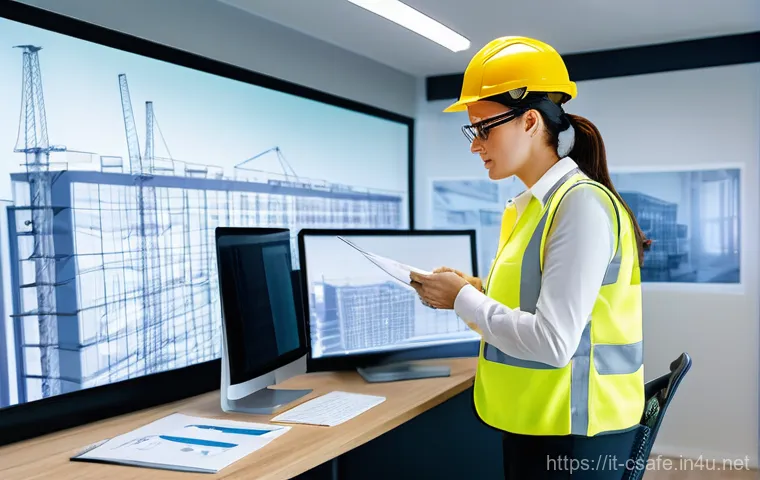 건설안전기사로 진출할 수 있는 분야 - **Prompt:** A highly detailed and realistic image of a female safety coordinator (CSP) in her late 3...