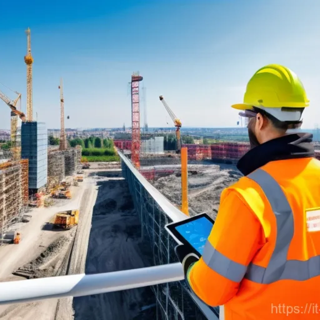건설안전기사와 관련된 네트워크 만들기 - **Modern Italian Construction Site with Advanced Safety Technology:**
    "A vibrant, active constru...