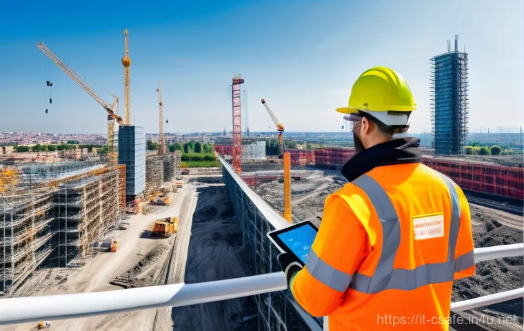건설안전기사와 관련된 네트워크 만들기 - **Modern Italian Construction Site with Advanced Safety Technology:**
"A vibrant, active constru...
