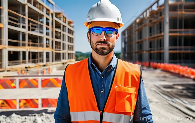건설안전 기사 실기 합격생 인터뷰 - **Prompt 1: Modern Italian Construction Site with Tech-Savvy Safety Professional**
"A dynamic, h...