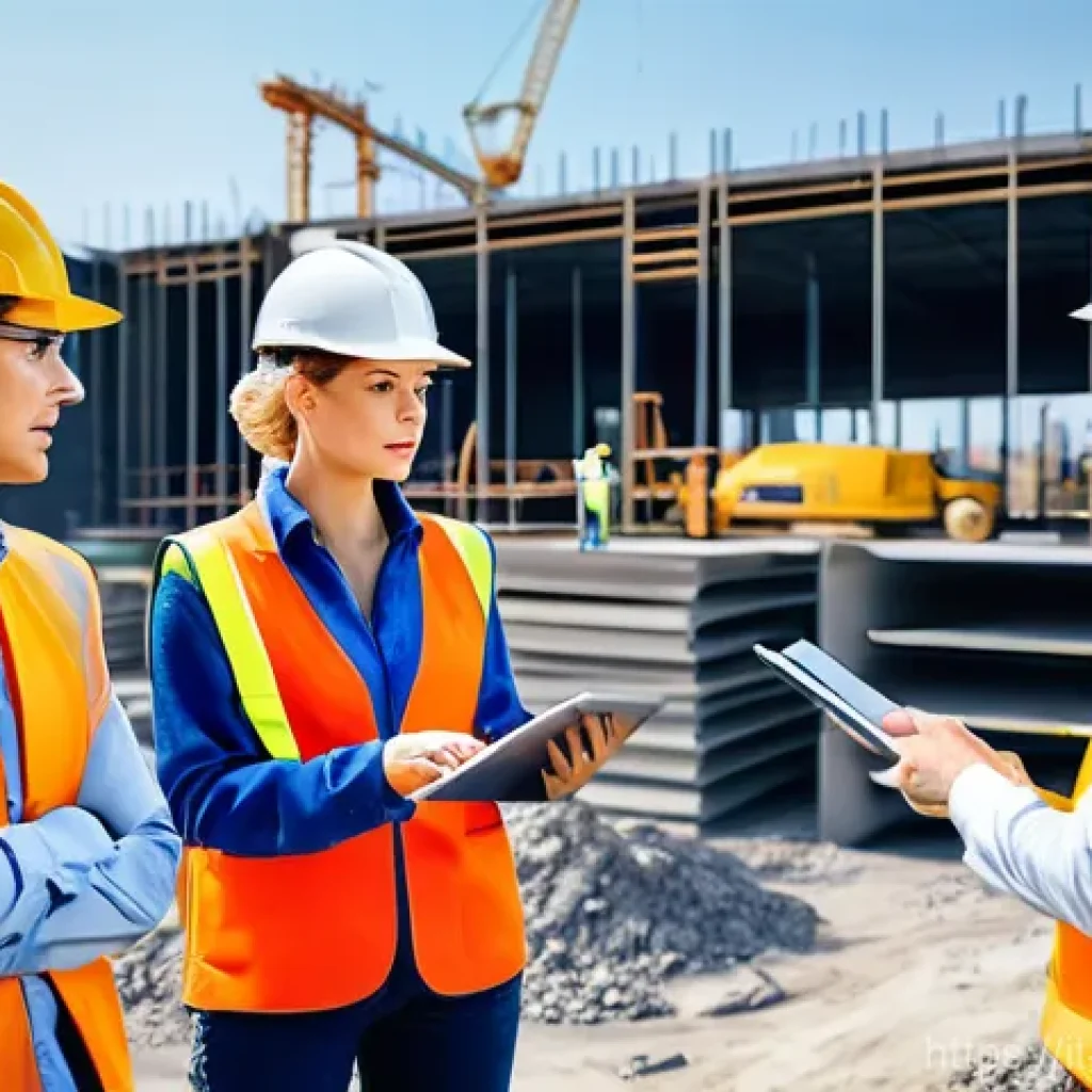 건설안전 기사와 산업안전기사 차이 - **Prompt 1: Dynamic Construction Site Safety Briefing**
    "A bustling, realistic European construc...