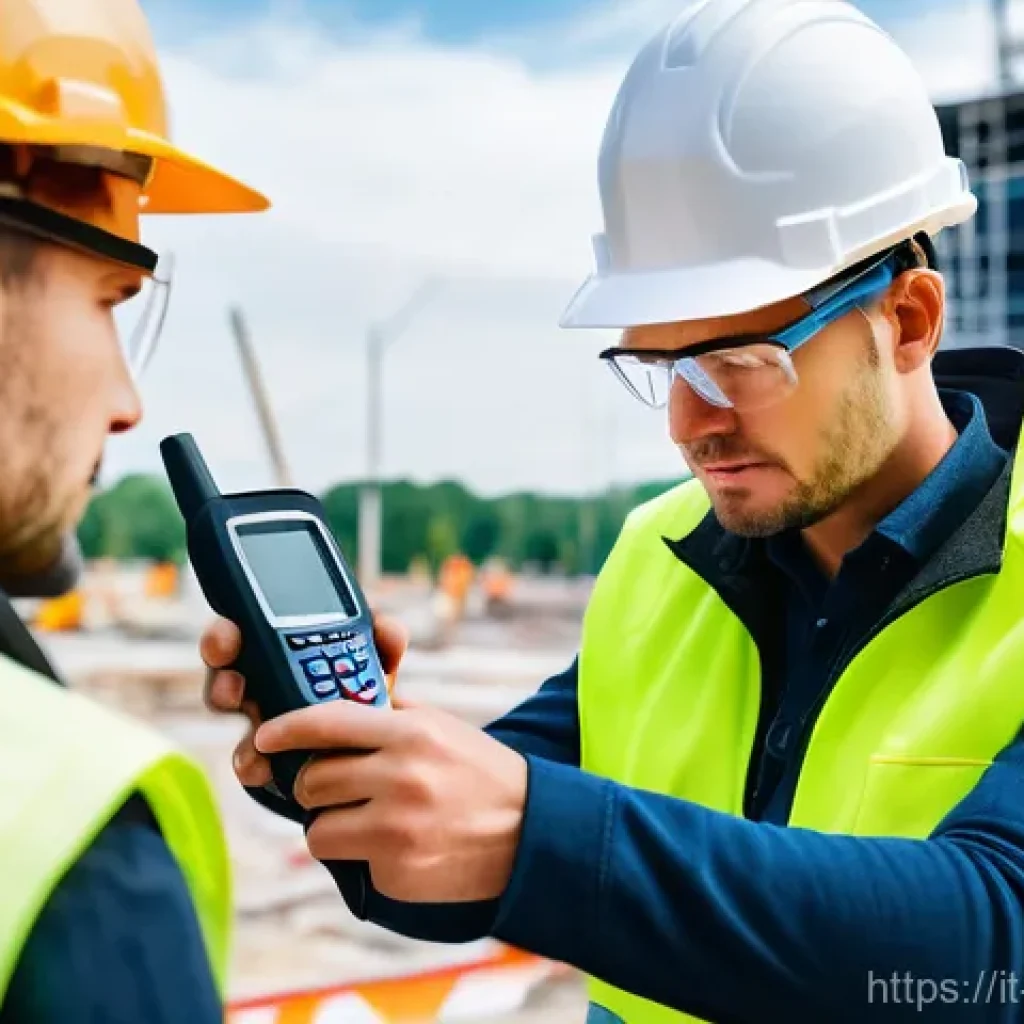 건설안전기사 실기에서 필요한 장비 준비 - **A highly detailed, realistic image of a focused safety engineer on a modern construction site. The...