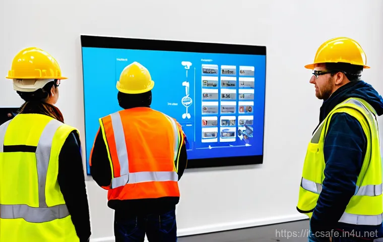 건설안전기사 실기시험에서 발생하는 실수 - **Prompt 1: Immersive Safety Simulation Training**
"A diverse group of construction workers, wea...