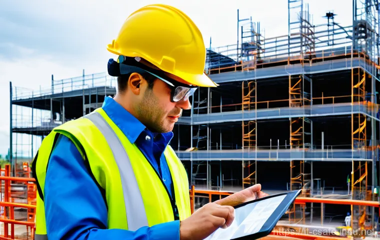 건설안전기사 실기시험에서 발생하는 실수 - **Prompt 1: Immersive Safety Simulation Training**
    "A diverse group of construction workers, wea...