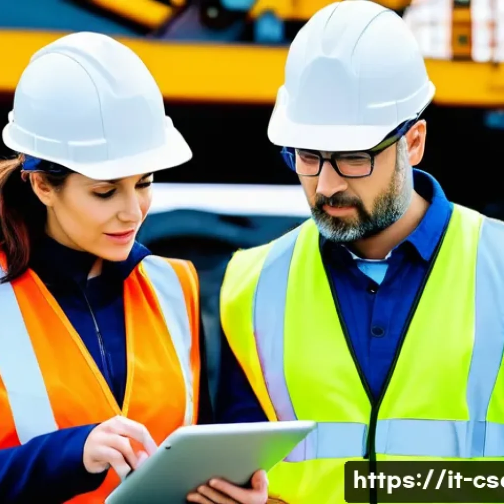 건설안전기사 시험 준비를 위한 필수 어플 - **Prompt:** A focused male or female safety manager (CSP or CSE) in their late 30s to early 40s, wea...