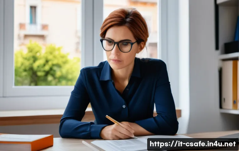 건설안전기사 시험 대비 온라인 자료 찾기 - **Prompt:** A focused Italian woman in her late 30s, with a determined expression, studying for a co...