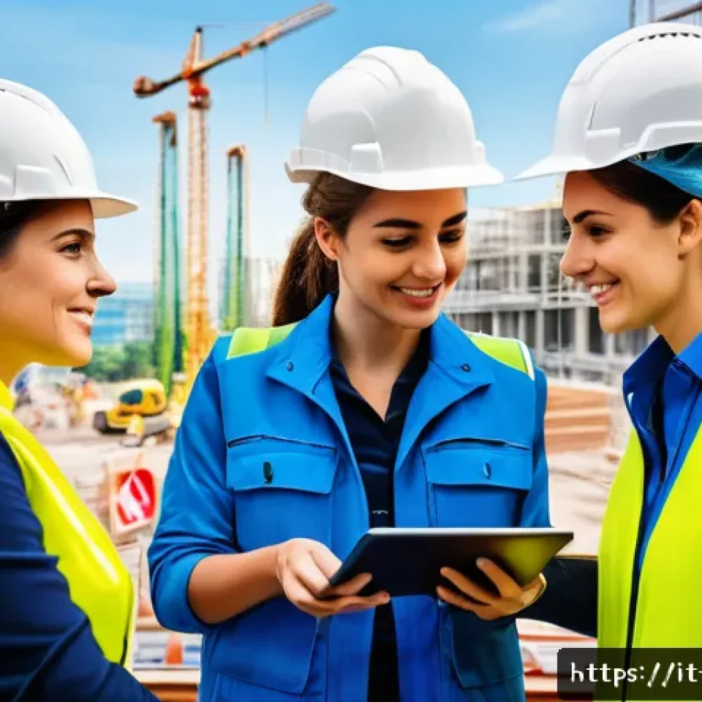 건설안전 분야에서의 여성 전문가 역할 - A diverse group of female construction workers wearing ergonomically designed protective gear and sa...
