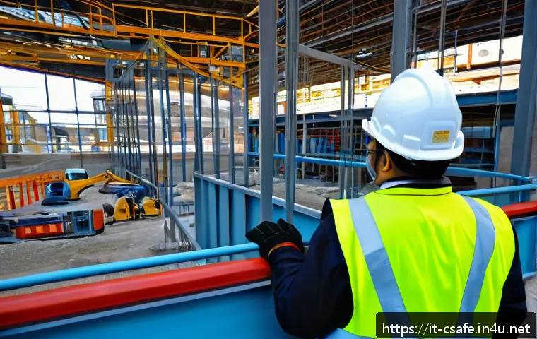 건설안전 실무자를 위한 법적 의무 및 책임 - A busy Italian construction site during daytime, showing diverse workers wearing certified personal ...