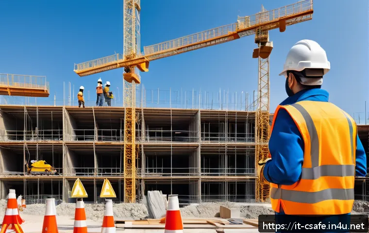 건설안전기사 실기 시험을 위한 현장 경험 쌓기 - A realistic construction site scene in Italy featuring workers wearing proper personal protective eq...